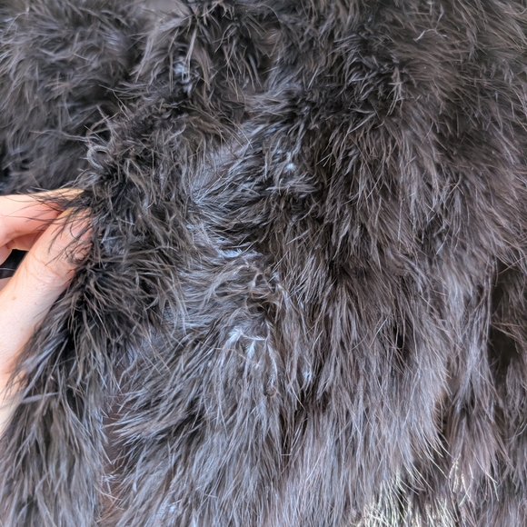 Alex Evenings Vintage Cropped Ostrich Feather Jacket Fluffy Teddy Jacket - Picture 2 of 10